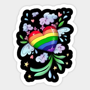 Rainbow Winged Heart Sticker